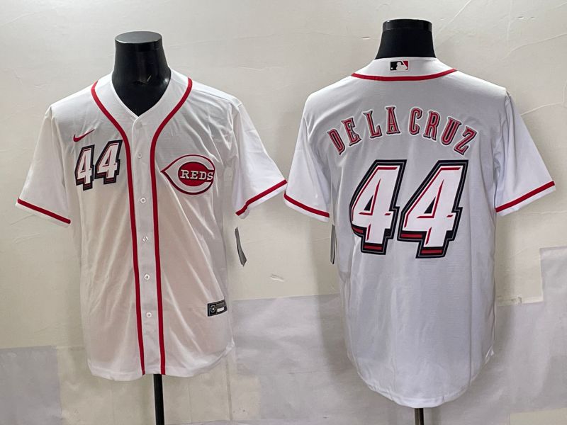 Men 2025 Cincinnati Reds #44 Delacruz White Joint Name Nike MLB Jersey style 09